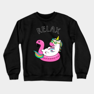 Relaxing Unicorn funny Chilling in Pool Crewneck Sweatshirt